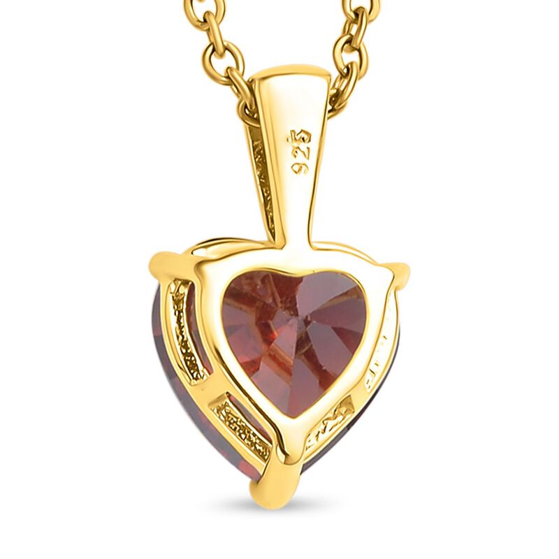 Roter Zirkonia Herz Anhänger mit Kette Edelstahl 925 Silber vergoldet ca.  5.65 ct | SHOPLC | Silberketten