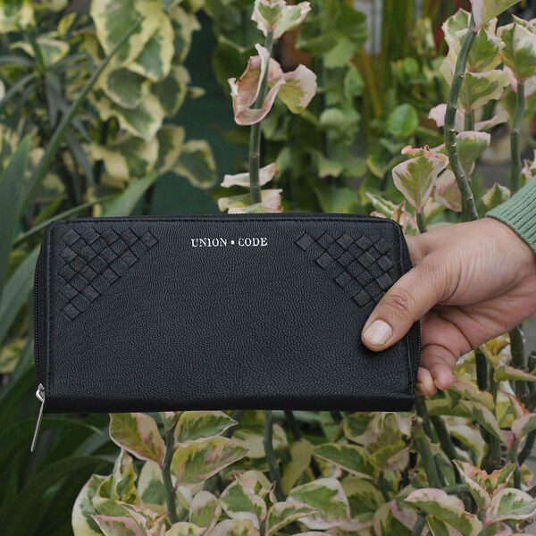 CLOSE OUT - UNION CODE: Echtleder Brieftasche mit Krokopr&auml;gung, schwarz image number 1