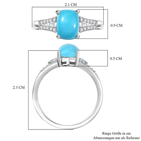 D'Joy AA Sleeping Beauty Türkis, Moissanit Ring 925 Silber rhodiniert (Größe 20.00) ca. 1,47 ct image number 7