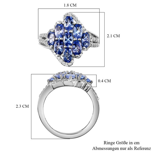 Tansanit und Zirkon Cluster Ring - 2,50 ct. image number 7