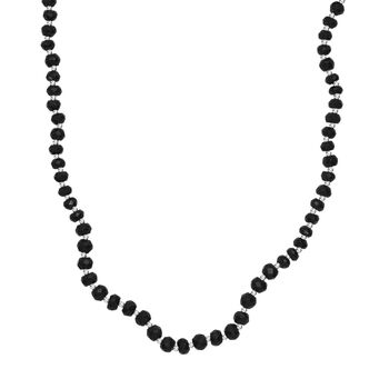 AA Schwarzer Spinell Halskette ca. 45 cm+ 5 cm Extender, 925 Silber rhodiniert ca. 80,00 ct.