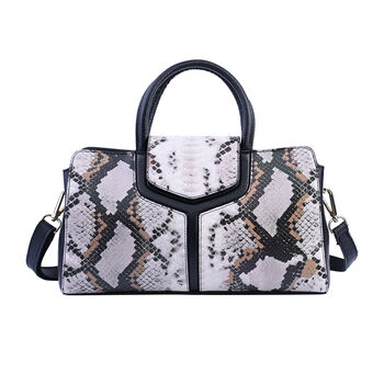 Handtasche aus 100% echtem Leder, Gr&ouml;&szlig;e 31x9x18 cm, Schwarz und Beige