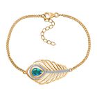 Pfau Quarz Triplette, Weißer Zirkon Armband ca. 19 cm 925 Silber 750 Gelbgold Vermeil ca. 2.48 ct