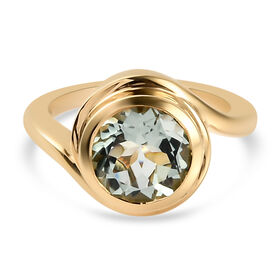 Prasiolite Bypass Ring 925 Silber vergoldet