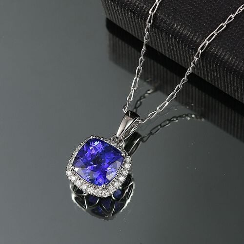 Rhapsody AAAA Tansanit, Weißer Diamant Schmuckset ca. 50 cm 950 Platin ca. 2,94 ct. image number 1