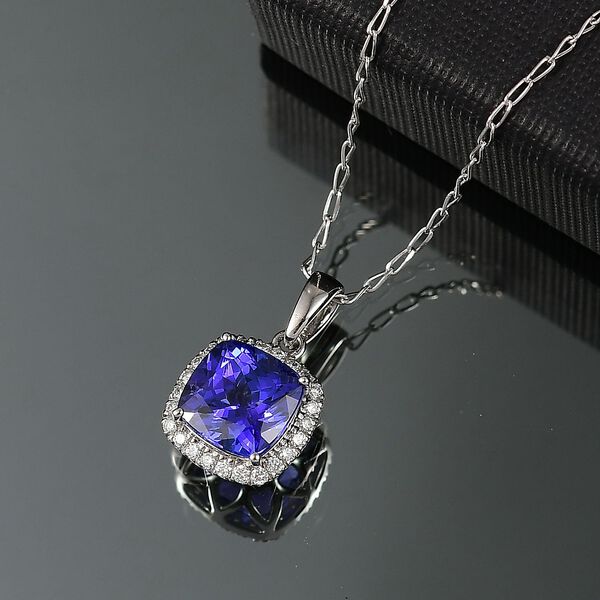 Rhapsody AAAA Tansanit, Weißer Diamant Schmuckset ca. 50 cm 950 Platin ca. 2,94 ct. image number 1