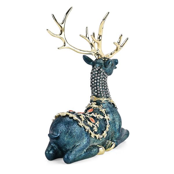 LIVMORE Rentier-Design Schmuckdose, 15,5x19cm, Dunkelblau-Gold image number 4