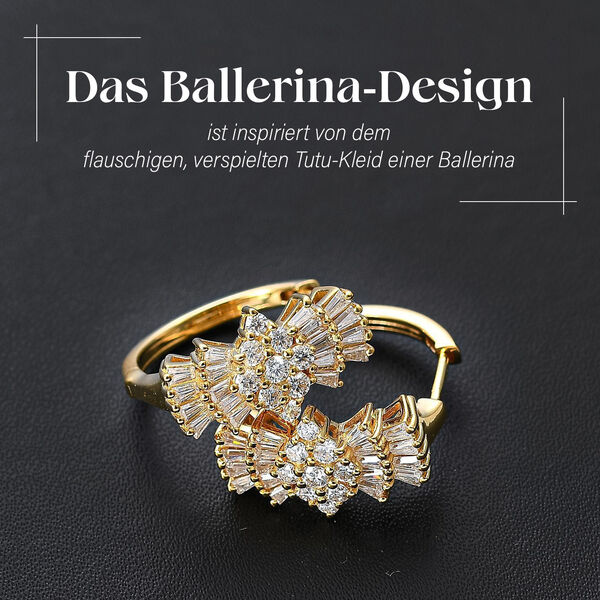 Moissanit Ballerina Creolen, 925 Silber mit 750 Gelbgold Vermeil - 1,93 ct. image number 2