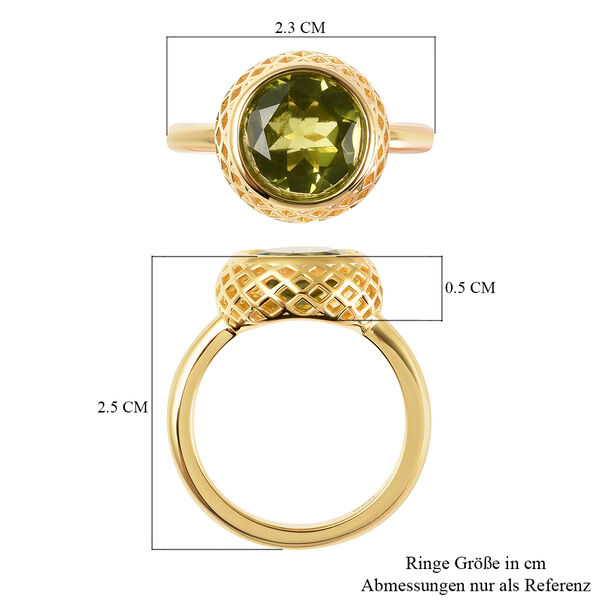 Peridot Solitär Ring 925 Silber Gelbgold Vergoldet image number 4