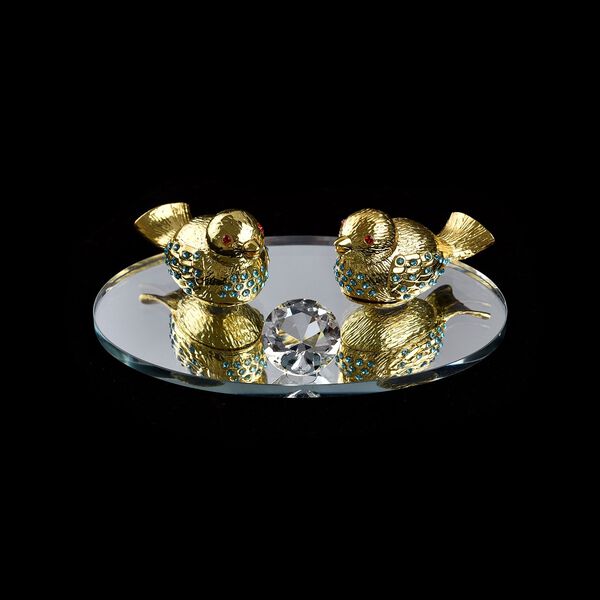 The 5th Season - Kristall-V&ouml;gel auf verspiegeltem St&auml;nder, Gold image number 2