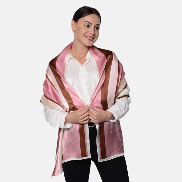 LA MAREY: Bedruckter Schal aus 100% Maulbeerseide, inkl. Geschenkbox, Rosa  image number 2