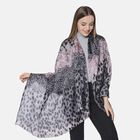 LA MAREY 100 % nat&uuml;rlicher Maulbeerseiden Schal, Leopardenmuster, Gr&ouml;&szlig;e: 180x110 cm, Grau