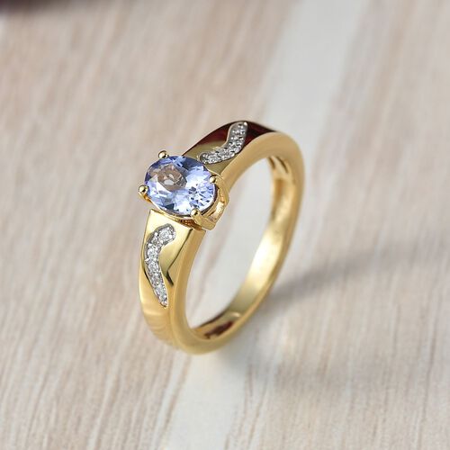 D Joy Tansanit, Moissanit Ring 925 Silber 750 Gelbgold Vermeil (Größe 18.00) (10-15 Werktage Lieferzeit) ca. 1.12 ct image number 1