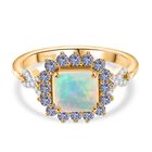 Opal Radiance - D joy Nat&uuml;rlicher, &auml;thiopischer Welo Opal, Tansanit Starlit Ring, 925 Silber 750 Gelbgold Vermeil (Gr&ouml;&szlig;e 19.00) ca. 1.63 ct