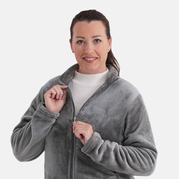 LA MAREY Jacke aus Samt mit Rei&szlig;verschluss, Gr&ouml;&szlig;e S/M, Grau image number 4