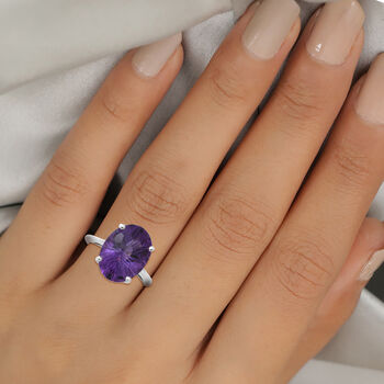 Lusaka Amethyst Solit&auml;r Ring 925 Silber Platin-&Uuml;berzug