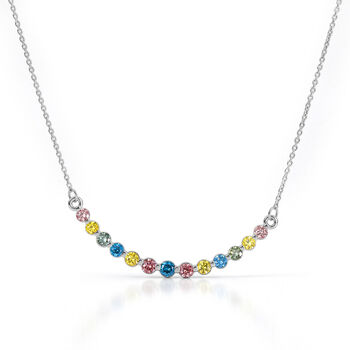 LUXURIANT DIAMOND - Lab Grown Blauer Diamant SI, Lab Grown Rosa Diamant Halskette ca. 50 cm 925 Silber Rhodiniert (10-15 Werktage Lieferzeit) ca. 1.00 ct