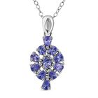 Tansanit Anhänger 925 Silber rhodiniert ca. 1.70 ct