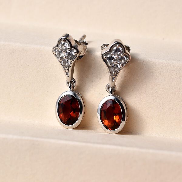 Kirsch-Citrin Ohrringe, 925 Silber platiniert ca. 1,87 ct image number 2