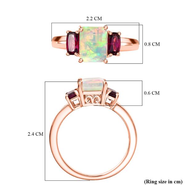 D'Joy AA Nat&uuml;rlicher, &auml;thiopischer Welo Opal, Nat&uuml;rlicher Rhodolith Granat Ring 925 Silber ros&eacute;vergoldet (Gr&ouml;&szlig;e 19.00) ca. 1.76 ct image number 6