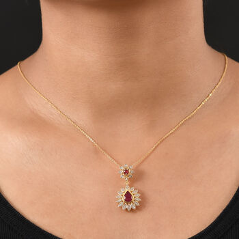 D'Joy Afrikanischer Rubin und Zirkon Anh&auml;nger - 2,32 ct.