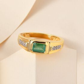 Kagem sambischer Smaragd und Zirkon-Ring - 1,09 ct.