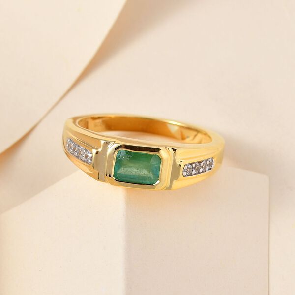 Kagem sambischer Smaragd und Zirkon-Ring - 1,09 ct. image number 2