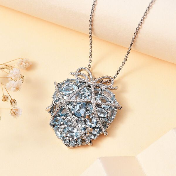 GP Amore Kollektion- Himmelblauer Topas, Zirkon und blauer Saphir-Anhänger mit 45cm Kette- 8,97 ct. image number 2