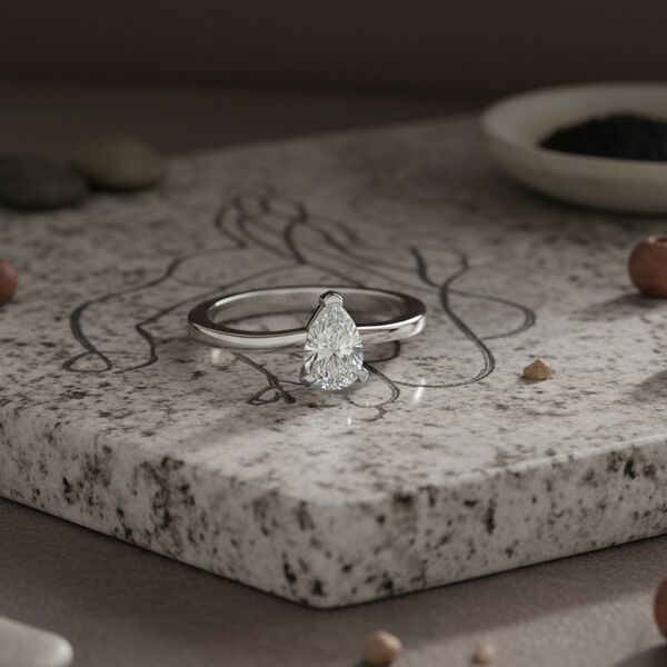 LUXURIANT VS-EF Labor Tropfen Diamant Ring - 0,52 ct. image number 1