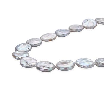 Wei&szlig;e Keshi Perlen-Halskette in Silber, 50 cm, 225,00 ct.
