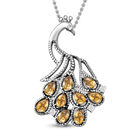 Citrin, Weißer Zirkon Anhänger mit Kette, Edelstahl ca. 4.40 ct