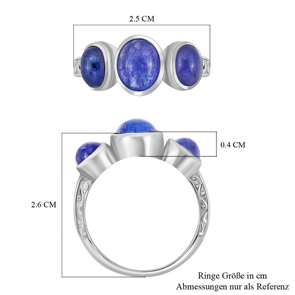Royal Bali Kollektion - Tansanit 3 Stein Ring 925 Silber image number 5