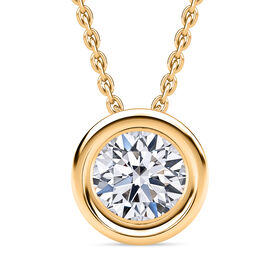 LUXURIANT DIAMOND- VS-EF Labor Diamant Anhänger mit 50cm Kette, 925 Silber Gelbgold Vermeil - 0,50 ct.