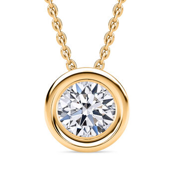 LUXURIANT VS-EF Labor Diamant Anh&auml;nger mit 50cm Kette, 925 Silber Gelbgold Vermeil - 0,50 ct.