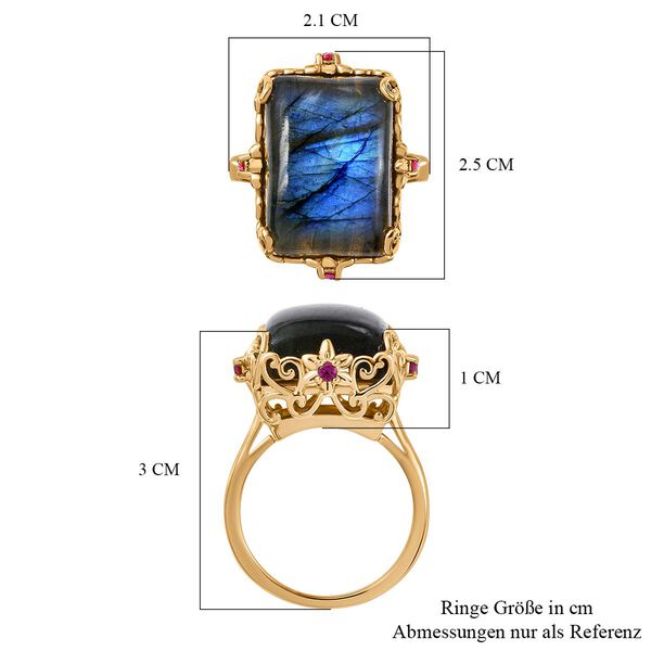 AAA Labradorit und Rhodolith Granat Ring - 18,80 ct. image number 7