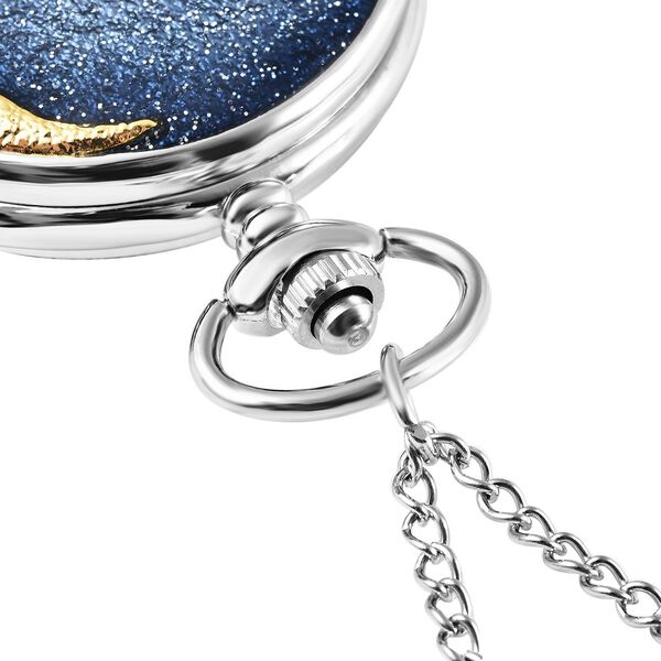 STRADA Taschenuhr mit 79cm Kette im Halbmond- und Sternmotiv, Japanisches Uhrwerk image number 5