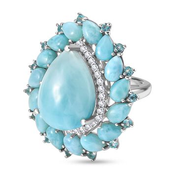 D'Joy Larimar, Neon Apatit und Zirkon Ring - 21,59 ct.