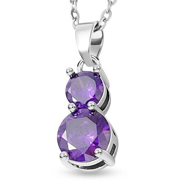 4er-Set Amethyst Zirkonia 19 cm Armband, Anh&auml;nger mit 49,5 cm Kette und Ohrringe - 17,6 Ct. image number 2