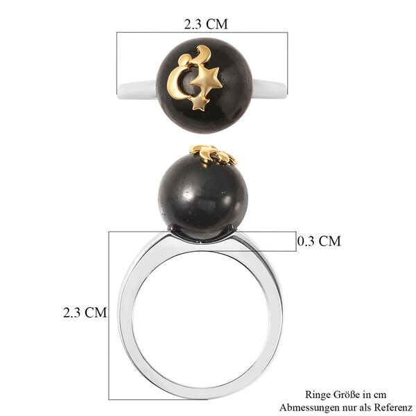 Shungit Ring 925 Silber Bicolor (Gr&ouml;&szlig;e 18.00) ca. 10,75 ct image number 7