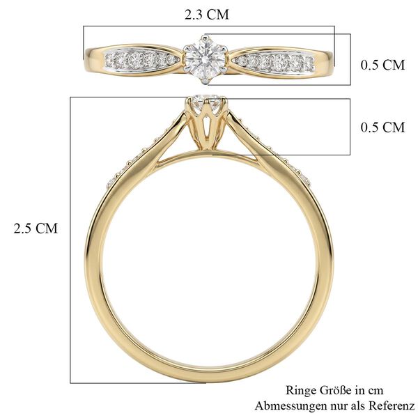 LUXURIANT DIAMOND - Lab Grown Diamant SI-GH Ring 925 Silber 750 Gelbgold vermeil (Gr&ouml;&szlig;e 18.00) ca. 0,26 ct image number 6