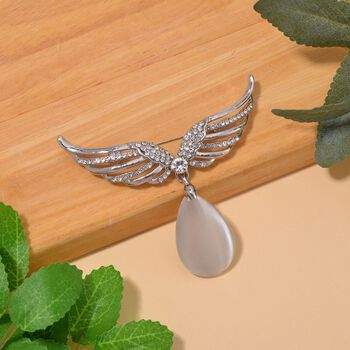 Erstellt wei&szlig;es Katzenaugen, Wei&szlig;er Kristall Brosche