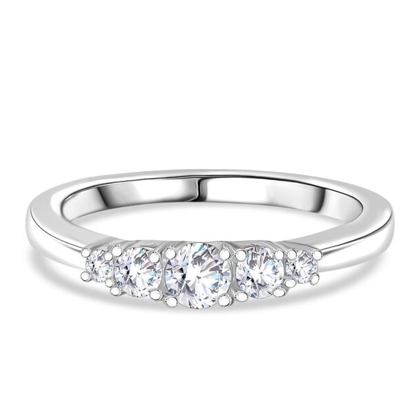 RADIANTA GRA zertifiziert Moissanit (D-VVS) Ring 925 Silber rhodiniert (Gr&ouml;&szlig;e 21.00) ca. 0.49 ct