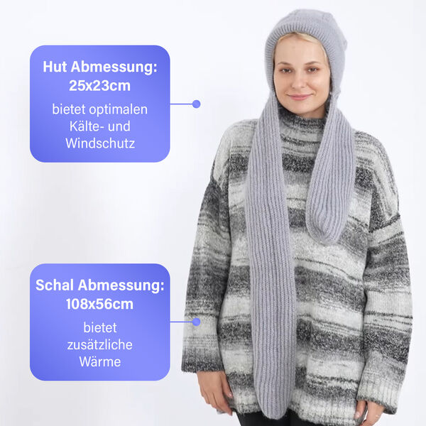 2-in-1 Gestrickte Winter Schalmütze, grau image number 4