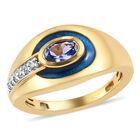 Tansanit und Zirkon Ring 925 Silber vergoldet  ca. 0,56 ct image number 3