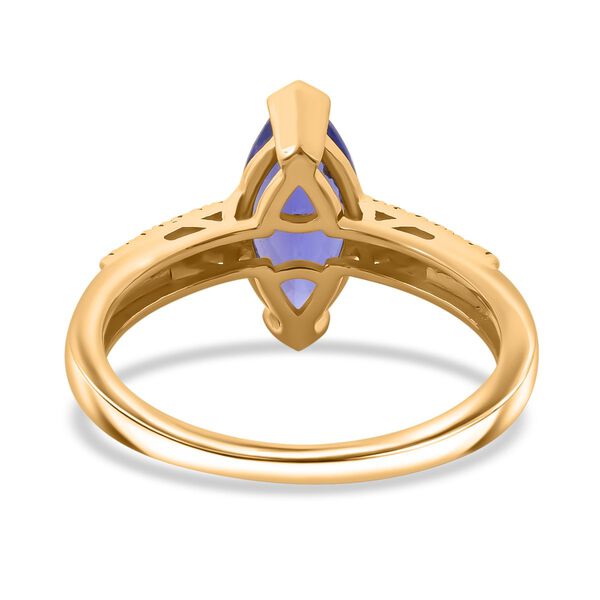 AAA Tansanit und nat&uuml;rlicher, gelber Diamant Ring in 585 Gold - 2,02 ct. image number 5