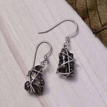 D'Joy Muonionalusta Meteorit Ohrringe 925 Silber rhodiniert ca. 31.76 ct