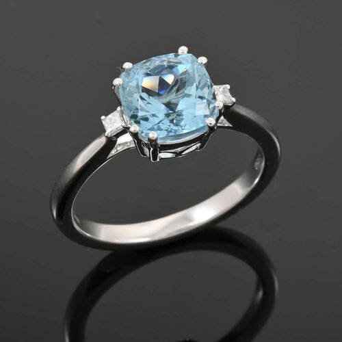 RHAPSODY zertifiziert und geprüft AAAA Santamaria Aquamarin und VS Diamant Ring in 950 Platin - 2,35 ct. image number 1