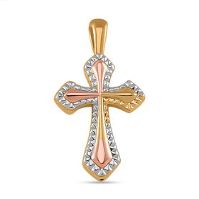 Dreifarbiger Kreuz-Anhänger in 750 Gold