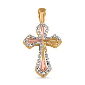 0,28 Gramm dreifarbiger Kreuz-Anh&auml;nger in 750 Gold