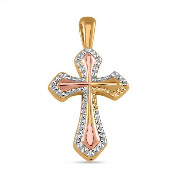 0,28 Gramm dreifarbiger Kreuz-Anh&auml;nger in 750 Gold